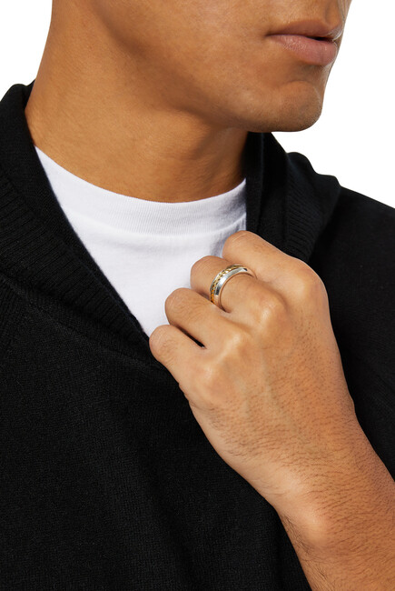 Cable Inset Sterling Silver Band